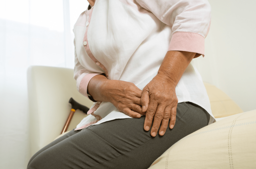 A woman suffering from Hip Bursitis