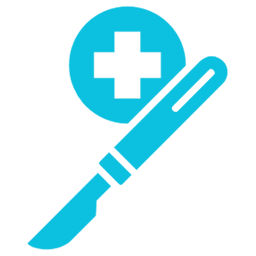 blue scalpel and medical cross icon on a transparent background