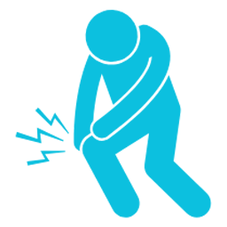 blue stick figure clutching knee