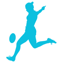 silhouette of a blue runner in motion against a transparent background